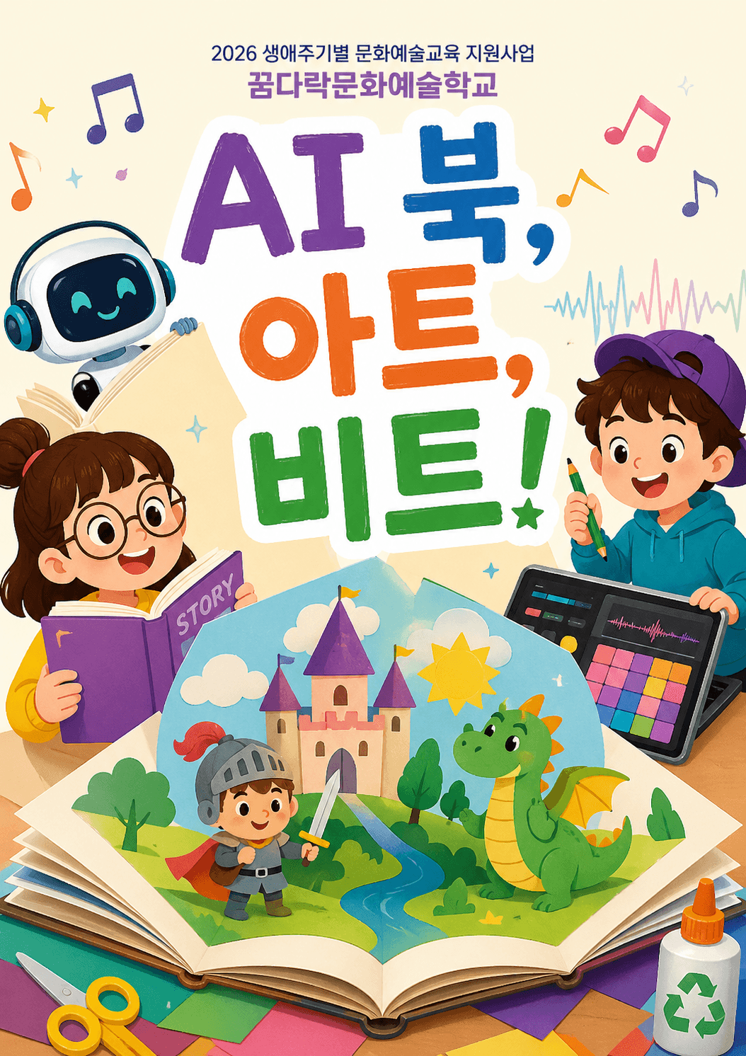 [2026 꿈다락 문화예술학교] 어린이 예술 탐험대: AI 북, 아트, 비트!
